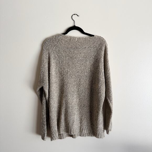 Dreamers Brown + Tan Textured V Neck Drop Shoulder Oversized Sweater Medium - Picture 6 of 7